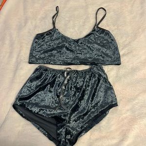 Blue cropped pajama set